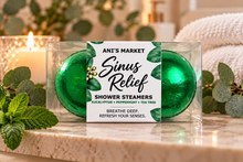 Load image into Gallery viewer, Sinus Relief Shower Steamers – 2 Count Gift Box